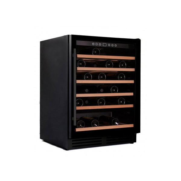 Single Zone Wine Cooler with Beech Wood Shelving - 51 Bottles - Self Closing Doors & Very Quiet