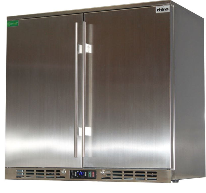 Quality Rhino Stainless Steel 2 Door Solid Stainless Bar Fridge