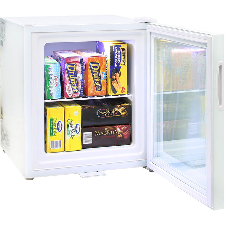 Mini Freezer with Glass Door with heated 4 x layered tempered glass door