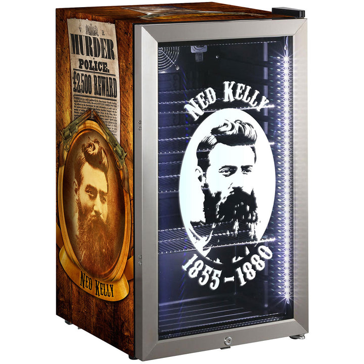 Branded Ned Kelly Designed Glass Door Bar Fridge 